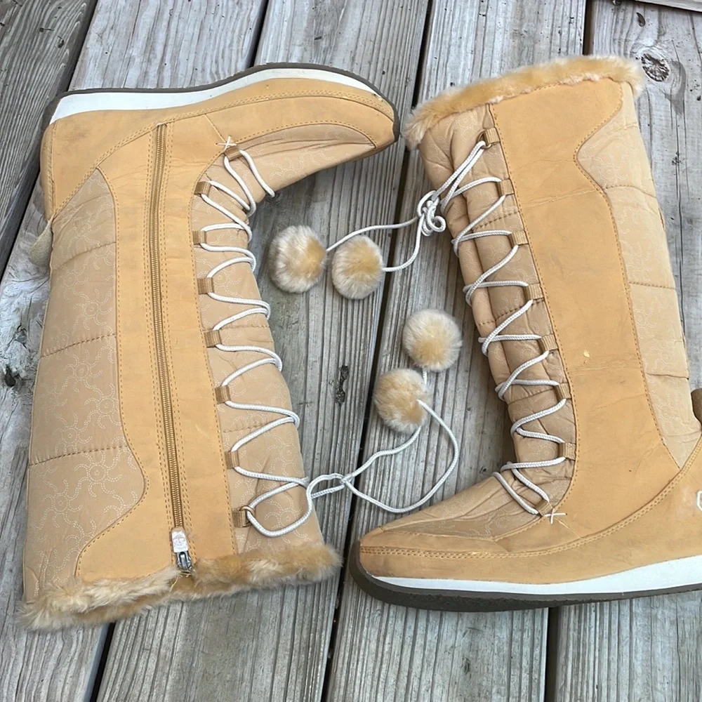 Timberland Girls Nordic Groove Tall Winter Boots Wheat Suede Leather Size J7